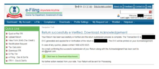Return successfully e-verified