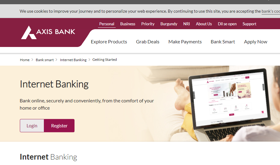 Register for Axis Bank Internet Banking