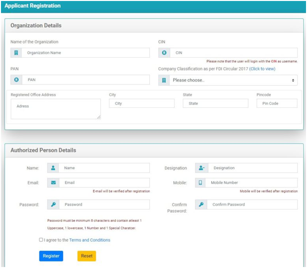 Production Linked Incentive registration