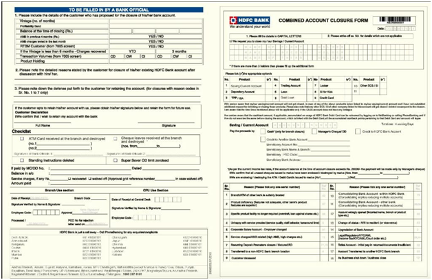 HDFC account termination form 