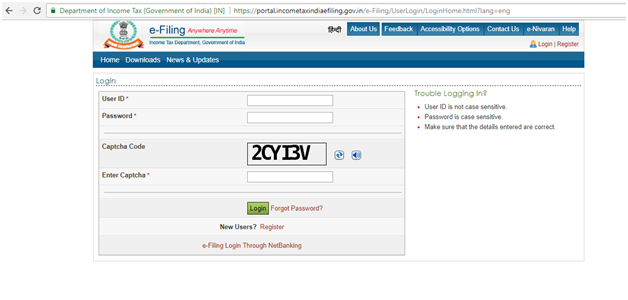 log in to incometaxindiaefiling.gov.in