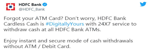 HDFC Bank's 'Cardless Cash Withdrawl' Process