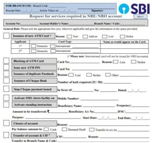 Cheque Book Request Application Form