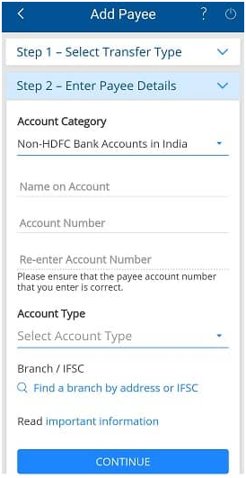 Add Beneficiary to HDFC Bank Account 