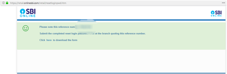 SBI net banking Password Reset 