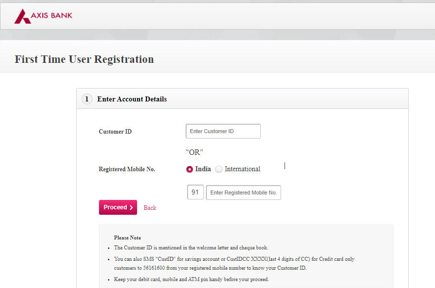 Register for Axis Bank Net Banking