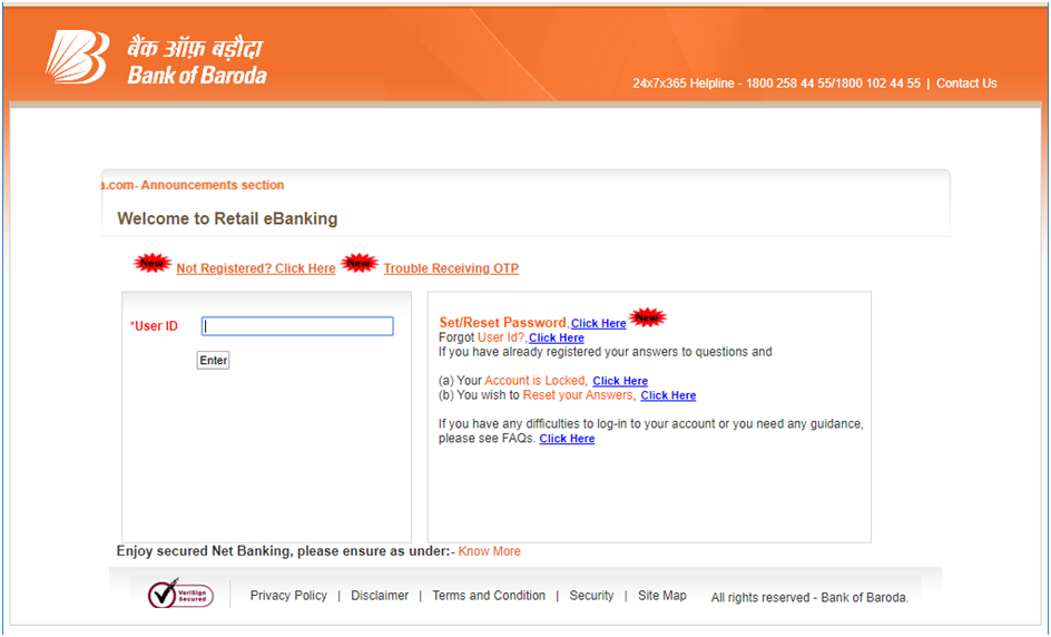 Bank of Baroda Net Banking