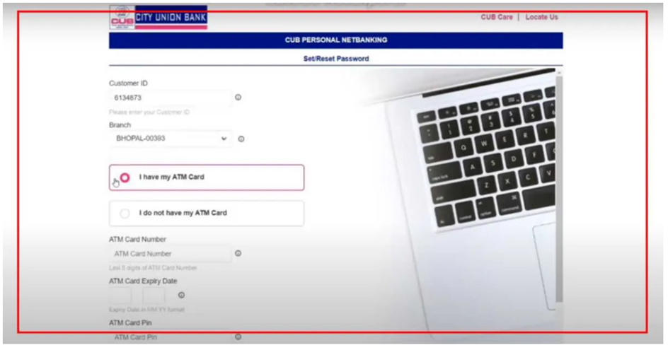 Reset Password For CUB Net Banking 