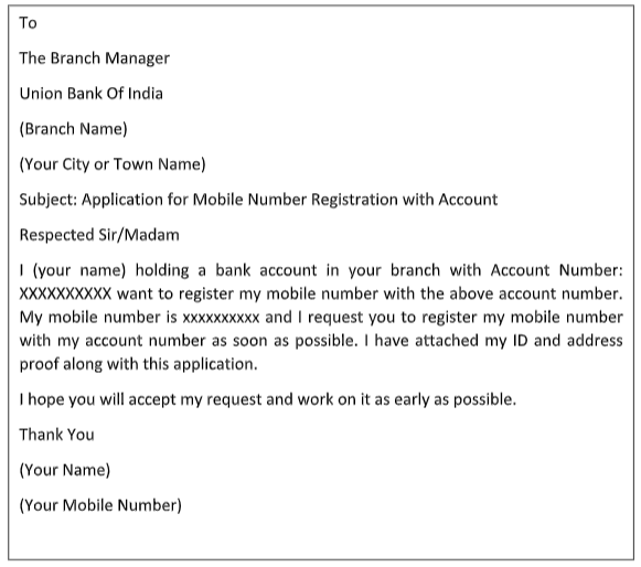 Union Bank of India Mobile Number Registration